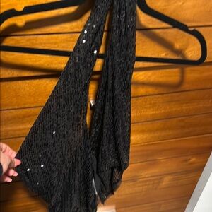 Black Sequin Halter Top